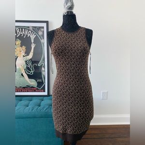 NWT- MICHAEL KORS Sleeveless LOGO jacquard dress. Size medium.